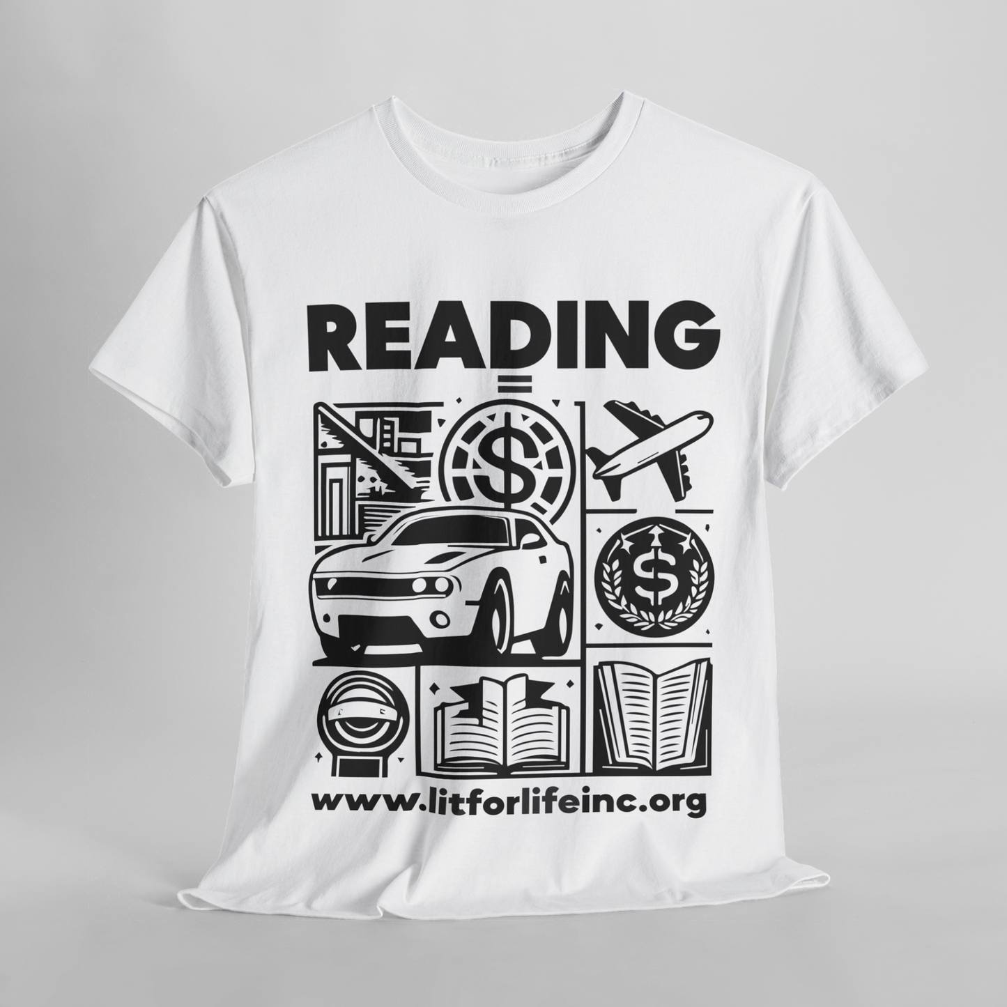 [D23.2] “Reading = Riches” Graphic Tee - Inspirational T-Shirt for Book Lovers