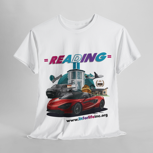 [D23.3] “Reading = Riches” Graphic Tee - Motivational T-Shirt for Book Enthusiasts